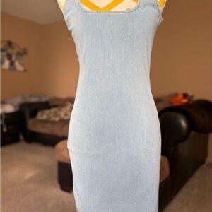 Good American Light Blue Mini Dress Stretch Denim